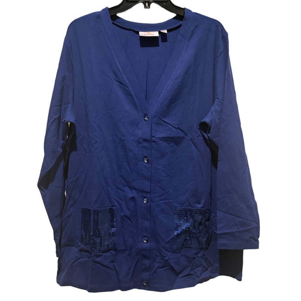 Cotton/Spandex NIP Cardigan with Sequin Pockets